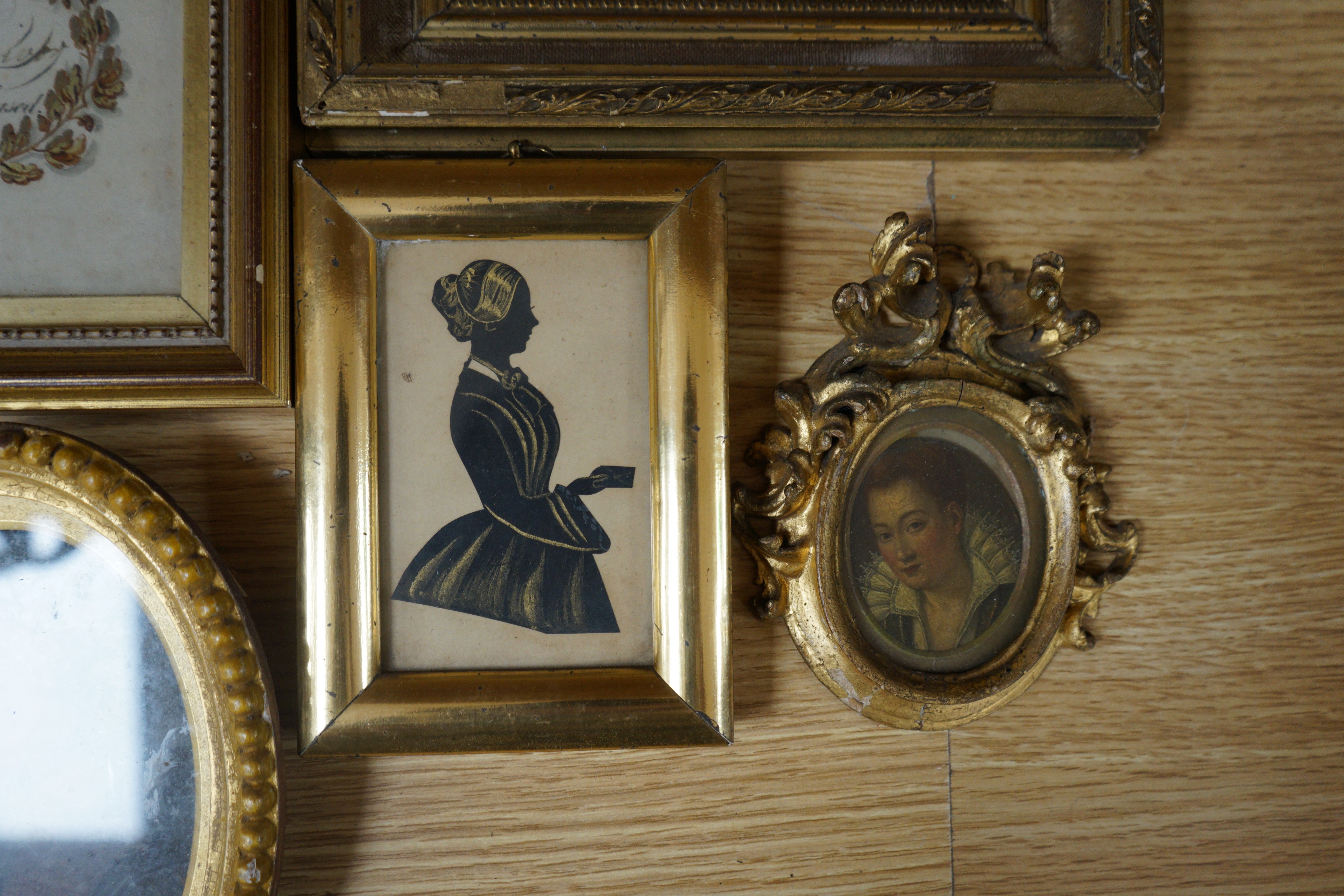 Victorian School, two bronzed cut paper silhouettes of Miss Rogers, Granny Hopegood's nurse 1854, 10 - Image 3 of 5