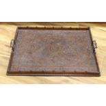 A Victorian carved oak tray, 50 x 66cm