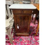 A 19th century French marble topped bedside cabinet, width 44cm depth 35cm height 76cm