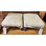 A pair of Victorian mahogany footstools, width 32cm, height 15cm
