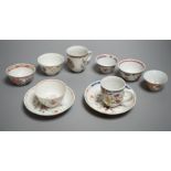 Assorted 18th century Chinese export teabowls, cups and saucers (10)