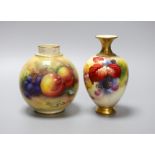 Two hand painted Royal Worcester vases, the taller signed K.Blake, the other signed H.Price, tallest