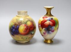 Two hand painted Royal Worcester vases, the taller signed K.Blake, the other signed H.Price, tallest