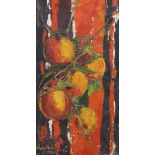 Givano Castellani, oil on wooden panel, Study of oranges, signed and dated 1965, 59 x 34cm