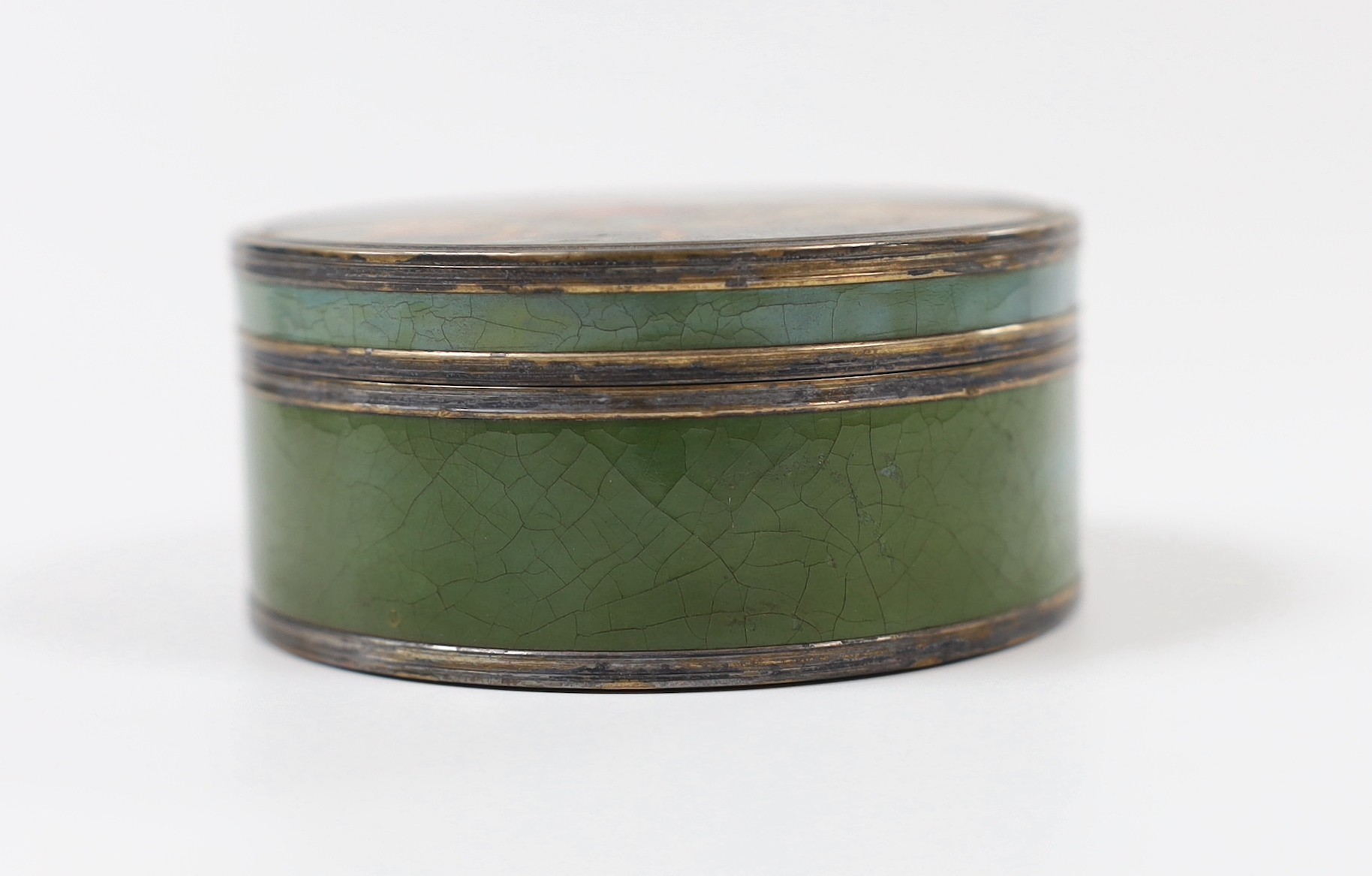 An 18th century Vernis Martin cylindrical box and cover, 8cm - Bild 2 aus 4