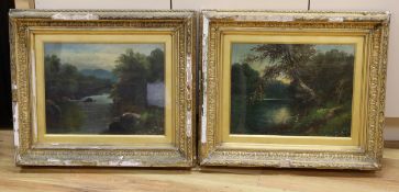 B. Yarwood (c.1900), pair of oils on canvas, River landscapes, signed, 34 x 44cm