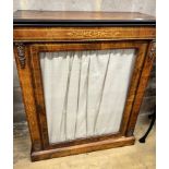 A Victorian gilt metal mounted inlaid walnut pier cabinet, with a single glazed door, width 80cm,