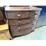 A Regency mahogany bow front chest of drawers, width 105cm, depth 55cm, height 103cm