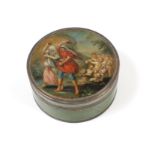 An 18th century Vernis Martin cylindrical box and cover, 8cm