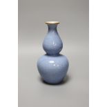 A Chinese powder blue double gourd vase, 20cm