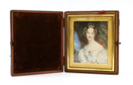 A female portrait on ivory, folding frame CITES ivory reference number: HT3QJE1X