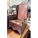 A child's Victorian mahogany wing back commode chair, width 37cm, depth 57cm, height 71cm
