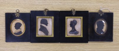 Four Victorian painted and cut paper silhouettes of Colonel John Campbell and other members of his