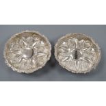 A pair of late Victorian pierced silver shaped circular bonbon dishes, Birmingham, 1900, 11.4cm.