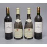 Wine: Two bottles of Roux Père & Fils Chassagne-Montrachet 2006 and two bottles of Ségla Margaux