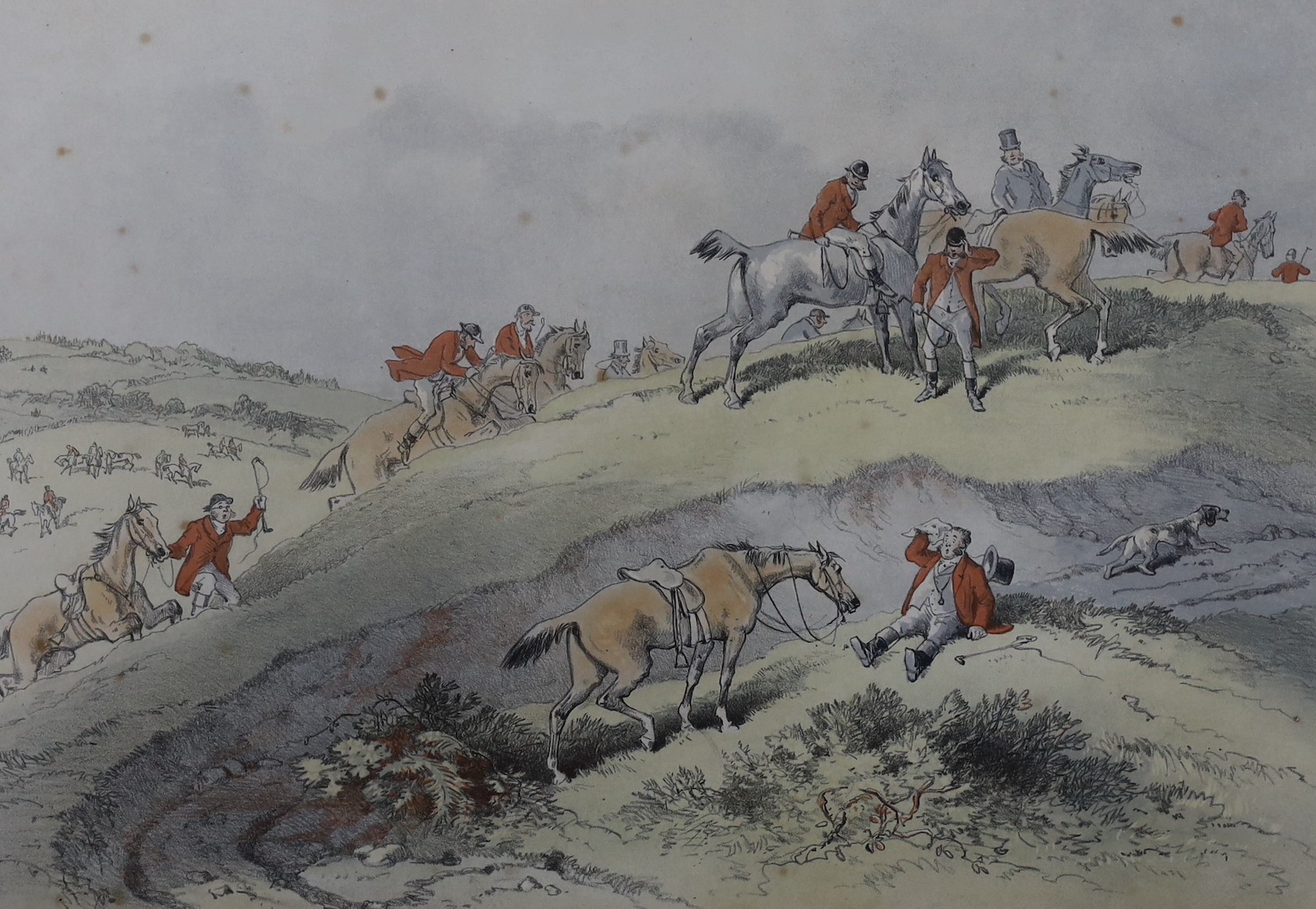 A group of assorted pictures and prints including a set of eight hunting scenes and assorted 18th - Image 4 of 6