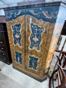 A 19th century Tyrolean painted pine armoire, width 130cm, depth 49cm, height 174cm