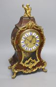 A late 19th century boulle work mantel clock, 40cm