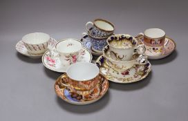 A Spode Imari pattern coffee can and saucer, a Coalport Imari cup and saucer, a Coalport style