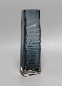 A Whitefriars 'Totem Pole' glass vase, designed by Geoffrey Baxter, pattern number 9671, smoked