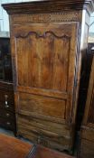 An early 19th century French parquetry inlaid walnut armoire, length 116cm, depth 69cm, height