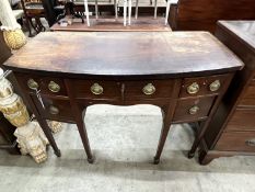A George III mahogany bowfront sideboard, length 126cm, depth 61cm, height 92cm
