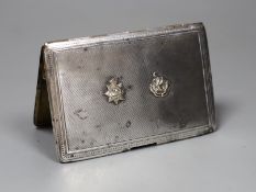 A Finnigans silver engine turned cigarette case with gilt interior mounted with gold Manchester