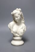 An English parian bust of an attractive Victorian girl, probably Robinson and Leadbetter, c.1890.