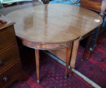 A George III mahogany D-end drop leaf extending dining table, 240cm extended, width 122cm, height