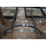 A bow front brass hanging rail, height 77cm