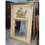 A 19th century Continental painted giltwood and gesso pier glass, width 116cm, height 173cm