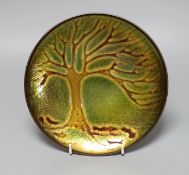 A David Anderson bronze and enamel 'tree' dish, 20cm diameter