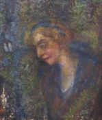 English School c.1910, oil on canvas, Portrait of a lady, 66 x 56cm, unframed