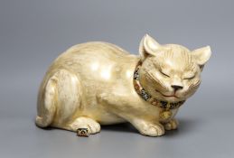 A Japanese Satsuma model of a cat, 30cm