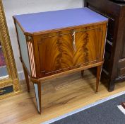 An 18th century style Swedish part painted mahogany side cabinet enclosing five baize lined trays,