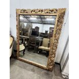 A 19th century rectangular carved giltwood overmantel mirror, width 120cm, height 156cm
