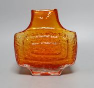 A Whitefriars 'TV' glass vase, designed by Geoffrey Baxter, pattern number 9677, tangerine glass,