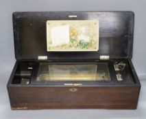 A 19th century Swiss 8 air music box, cylinder length 23.5cm