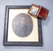 W.H. Knight, oil on board, portrait miniature of William James Stebbing, dated 1852, 12x9.5cm