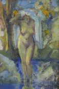 French School c.1900, oil on board, 'The Bather', 21 x 14.5cm
