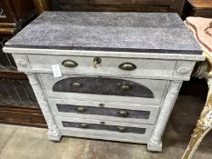 A reproduction painted faux marble commode, width 87cm, depth 48cm, height 87cm