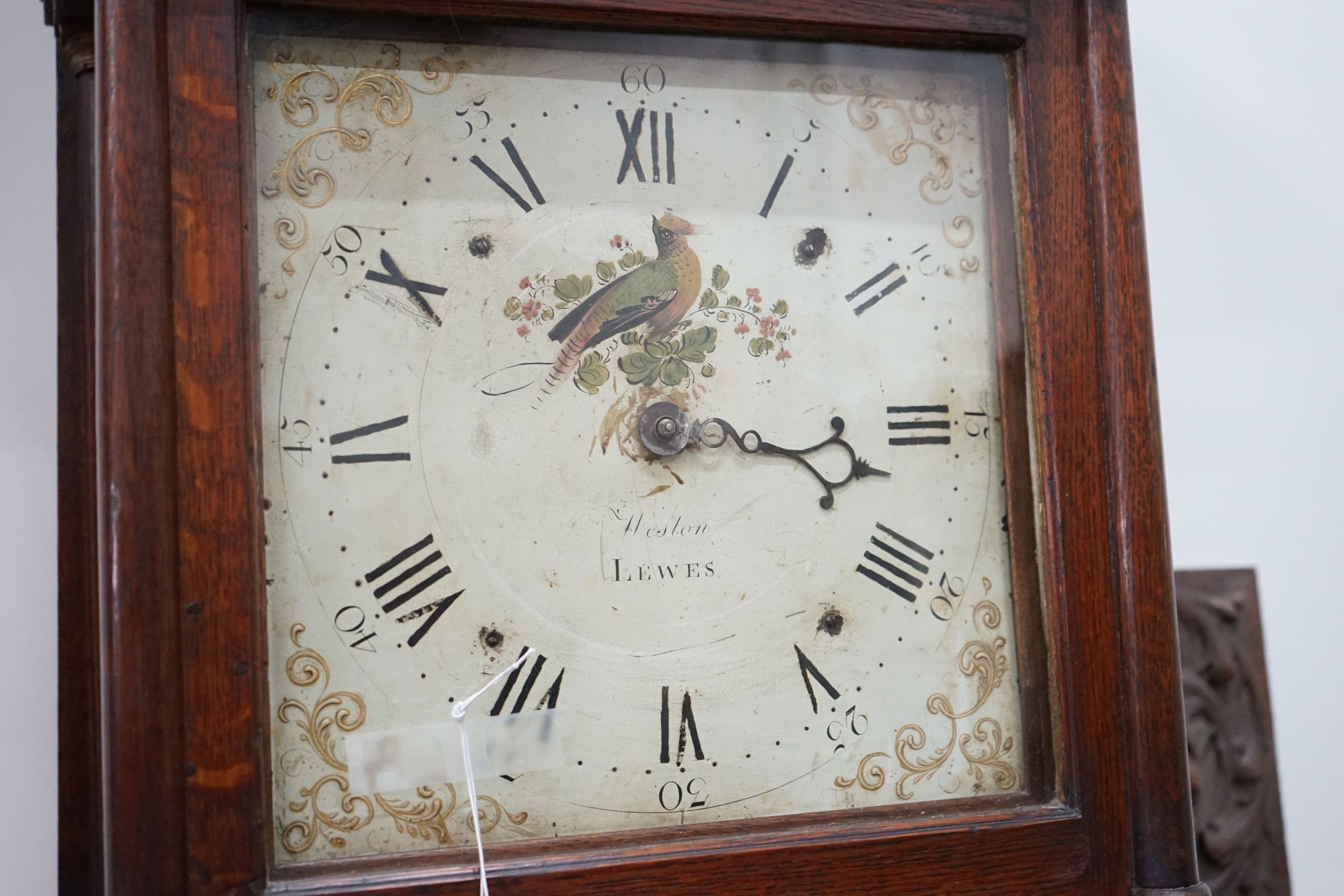 An early 19th century oak 30-hour longcase clock marked Weston, Lewes, height 199cm - Image 2 of 4