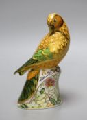 A Royal Crown Derby paperweight - Sun Parakeet, gold stopper, boxed, no certificate.