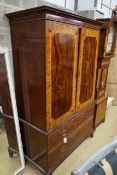 A George III banded mahogany hanging cupboard, width 123cm, depth 59cm, height 196cm