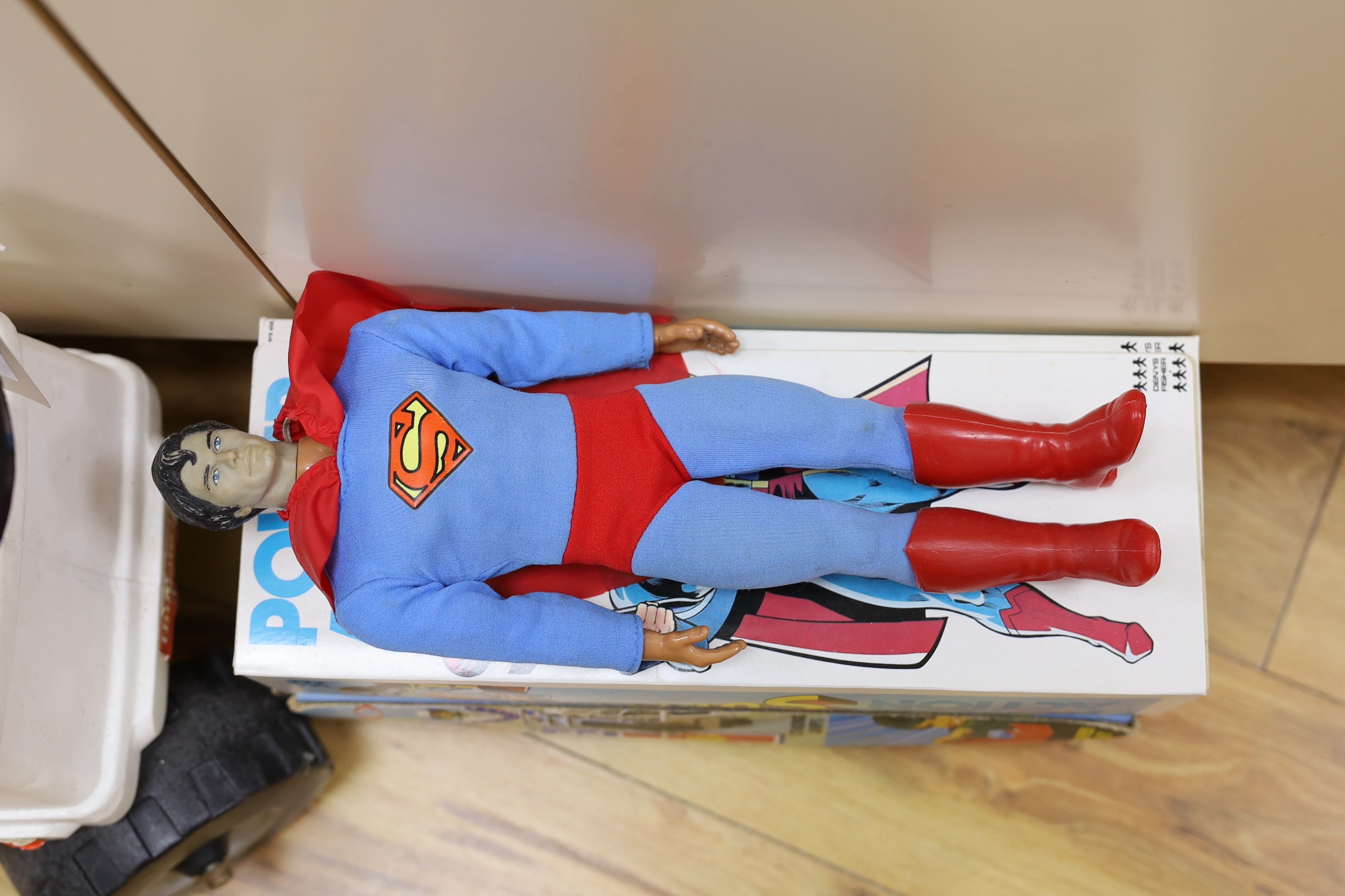 A Denys Fisher Superman, rare, in original box, another unboxed, a Unigate milk float with bottles, - Image 3 of 18