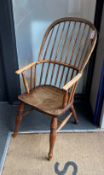 A Victorian ash comb back Windsor armchair, width 54cm, height 108cm