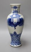 A Chines seascape vase in underglaze blue, 29cm tall