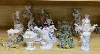 A group of continental and British porcelain figures and ornaments, to include Coalport,