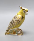 A Royal Crown Derby weight - Citron Cockatoo, gold stopper, boxed, no certificate