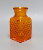 A Whitefriars 'Chess' glass vase, designed by Geoffrey Baxter, pattern number 9817, tangerine glass,